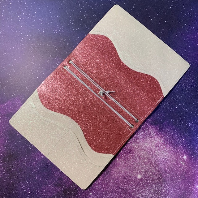 B6 Standard Spine - Rose Pink Sparkle/White Iridescent Sparkle - READY TO SHIP as is - NO Returns