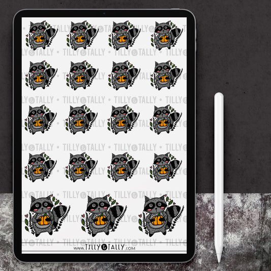 Autumn Raccoon Sticker Sheet