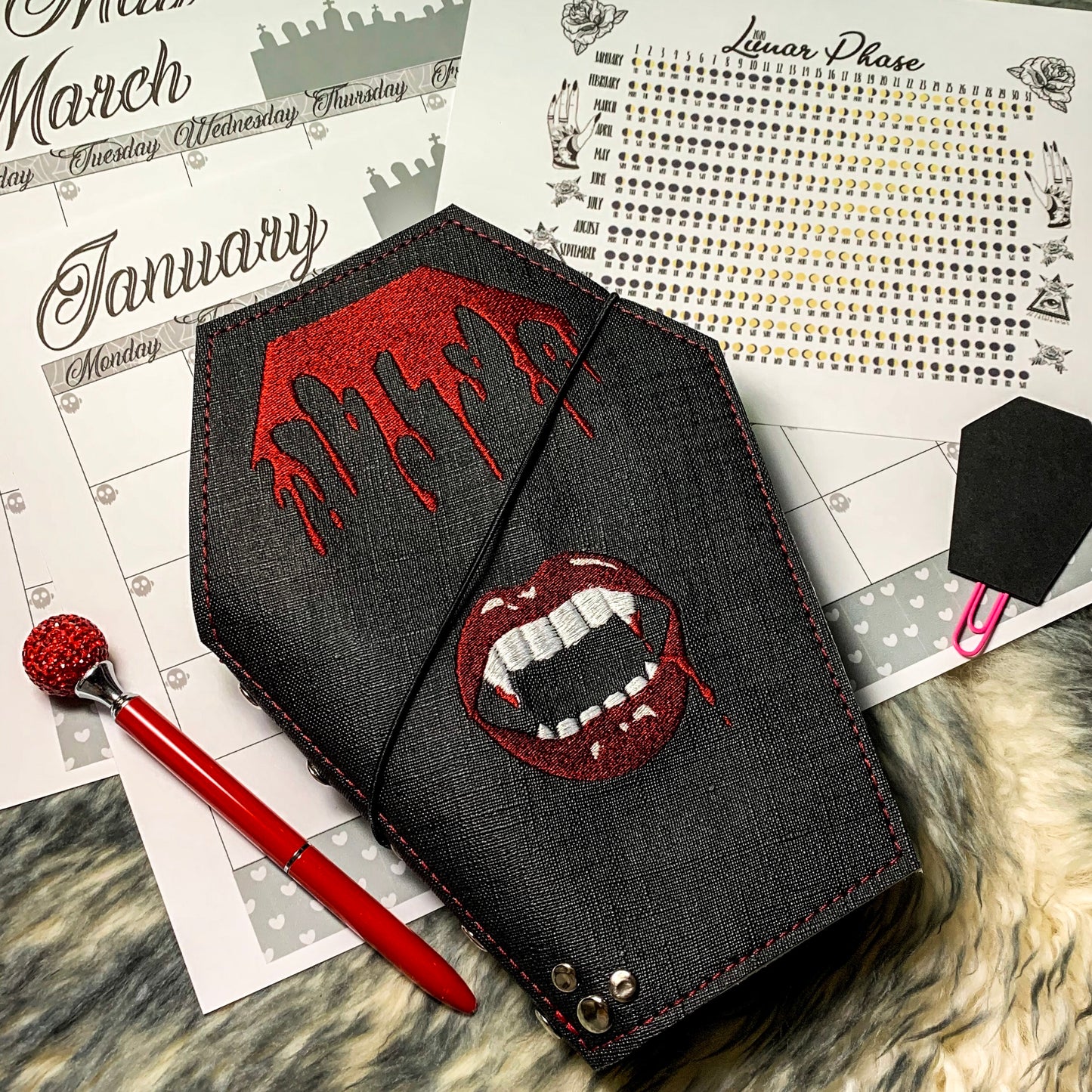 Coffin Vamp Cover - Fits Rockadeadly's "My Creepy Planner"