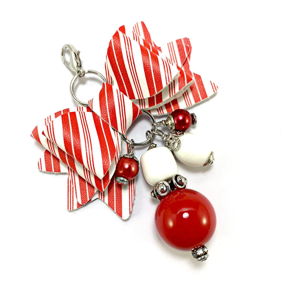 Candy Cane Bow Charm
