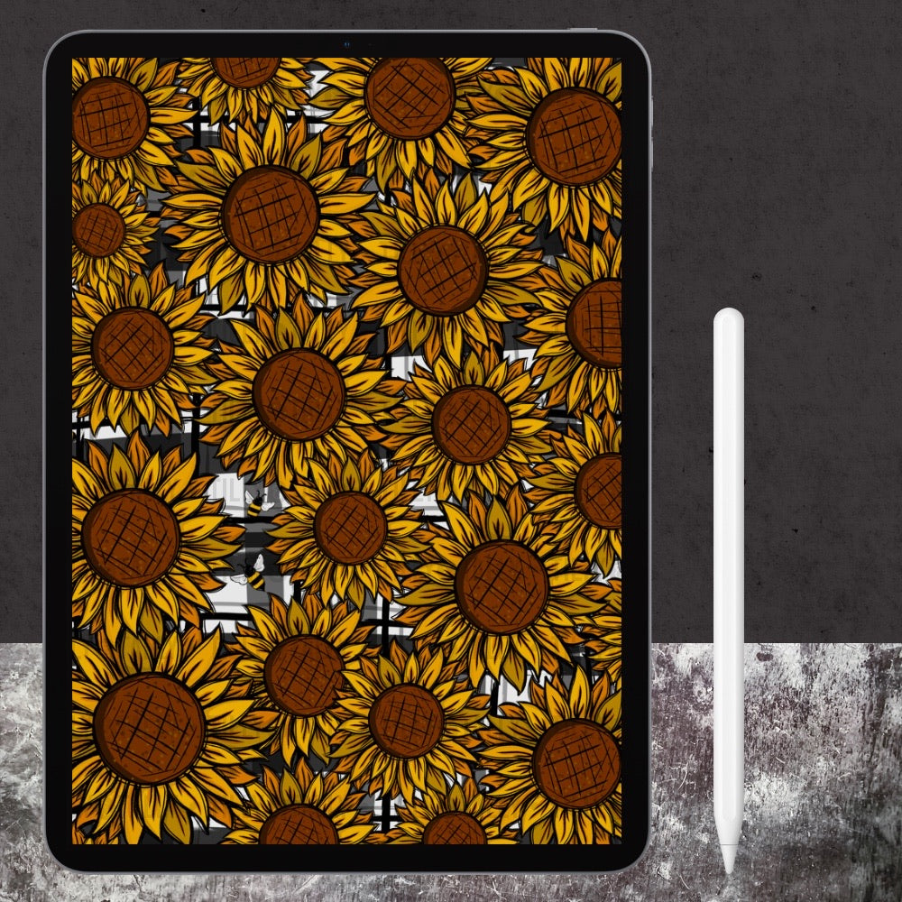 Sunflower Bouquet Plaid Paper