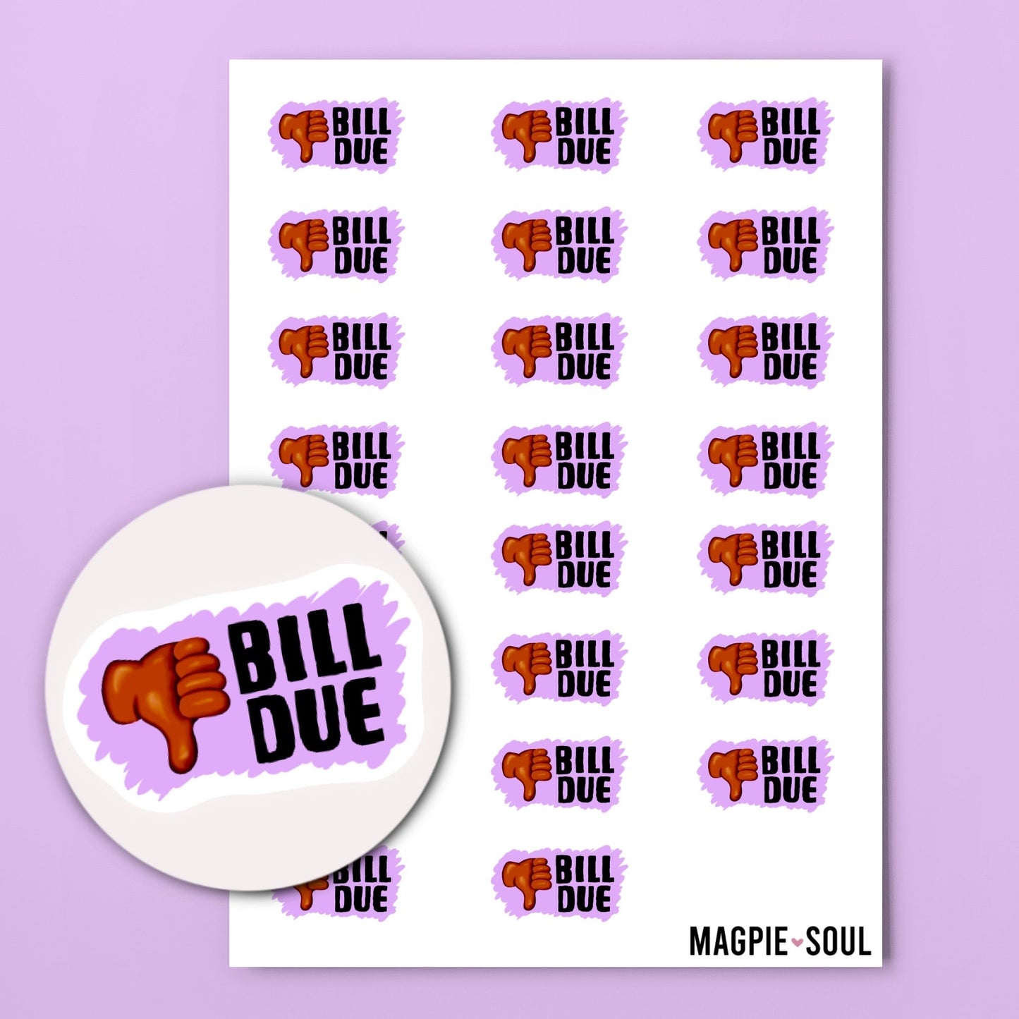 Bill Due Sticker Sheet